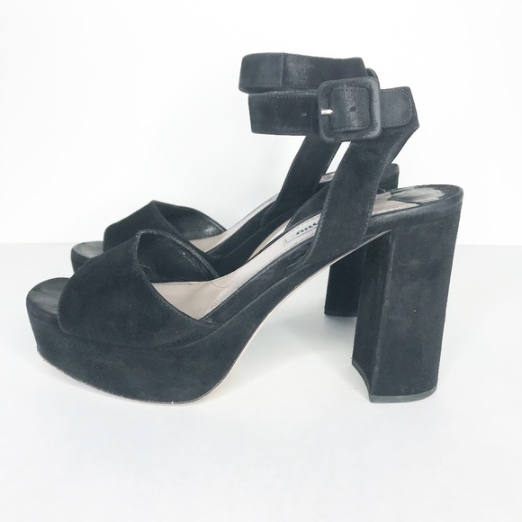 Miu Miu Shoes - Miu Miu | Suede Ankle Strap Platform Sandal 36.5